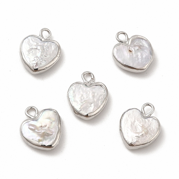 

PandaHall Baroque Natural Keshi Pearl Pendants, Heart Charms, with Brass Loops, Platinum, 13~15x11~12x3~5mm, Hole: 1.8mm Keshi Pearl Heart..., White