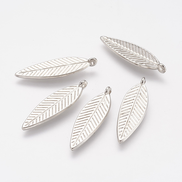 

PandaHall CCB Plastic Pendants, Leaf, Platinum, 35x10.5x1.5mm, Hole: 1mm Plastic Leaf