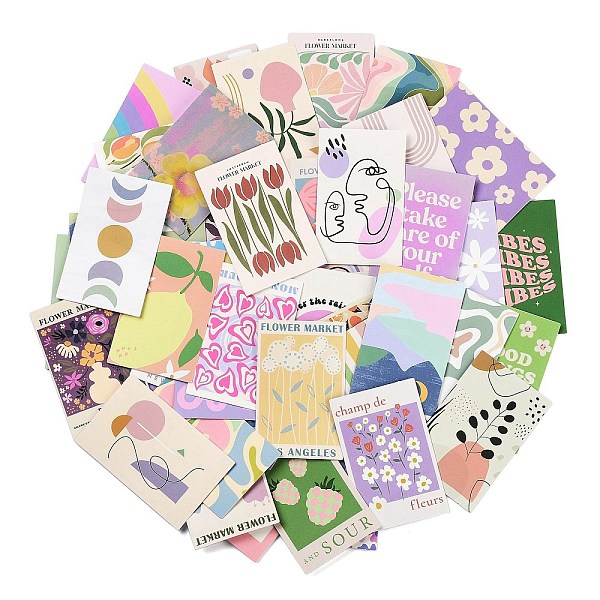 

PandaHall 50Pcs Waterproof PVC Adhesive Stickers Set, for Decorative Notebook, Pink, 60x38x0.2mm Plastic Rectangle Pink