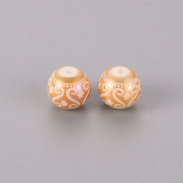 

PandaHall Electroplate Glass Beads, Round with Patten, Rose Gold Plated, 10mm, Hole: 1.2mm Glass Others