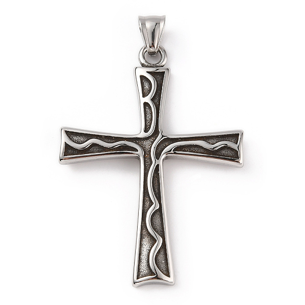 

PandaHall 304 Stainless Steel Pendants, with 201 Stainless Steel Snap on Bails, Cross Charm, Antique Silver, 58.5x42x4mm, Hole: 7.5x5mm 304...