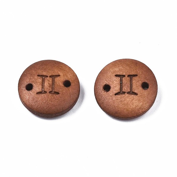 

PandaHall Wood Links Connectors, Flat Round with 12 Constellations, Dyed, Gemini, 15x4mm, Hole: 1.6mm Wood Gemini