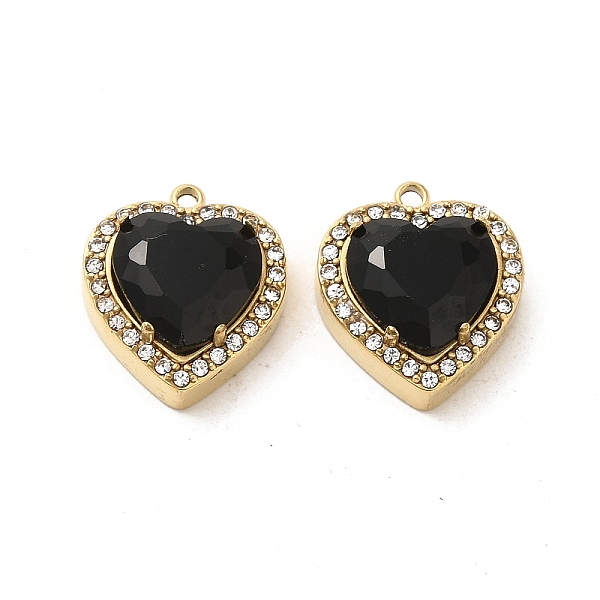 

PandaHall 304 Stainless Steel Pendants, with Glass and Rhinestone, Heart Charms, Black, 16x14x5.7mm, Hole: 1.4mm Stainless Steel+Rhinestone...