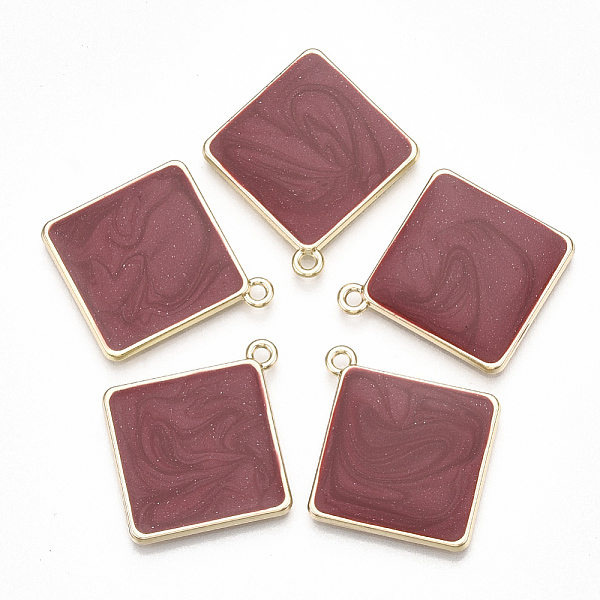 

PandaHall Alloy Pendants, with Enamel, Rhombus, Light Gold, FireBrick, 30.5x28x2mm, Hole: 1.8mm Alloy+Enamel Rhombus Red