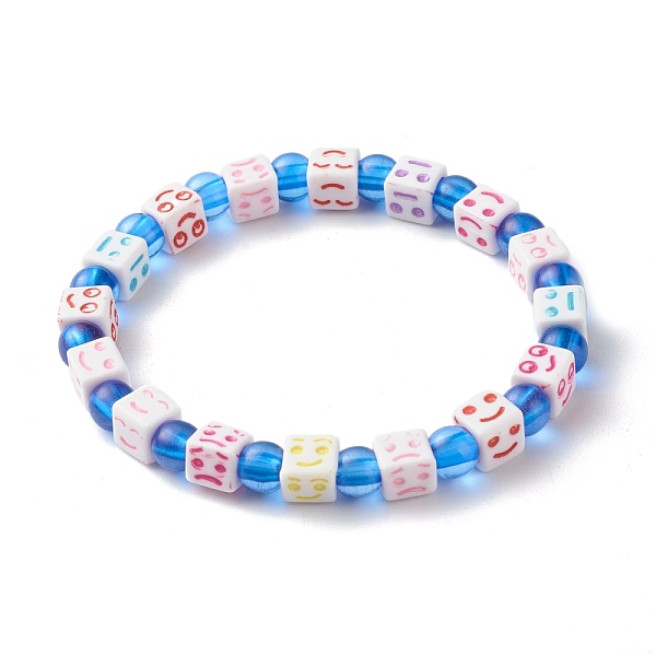 

PandaHall Craft Cube with Mixed Expression Acrylic Beads Stretch Bracelet for Kid, with Transparent Round Beads, Mixed Color, Inner Diameter..., Multicolor