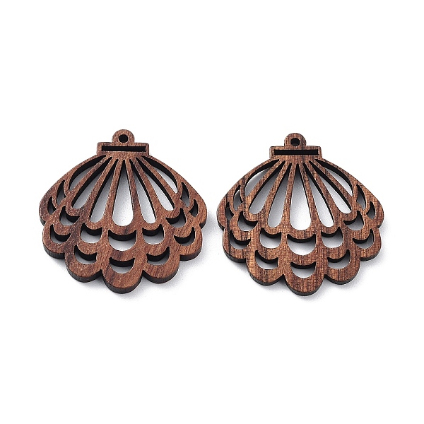 

PandaHall Walnut Wood Laser Cut Pendants, Hollow Charms, Undyed, Shell Shape, 32.6x30x2.3mm, Hole: 1.6mm Wood Shell Shape Brown