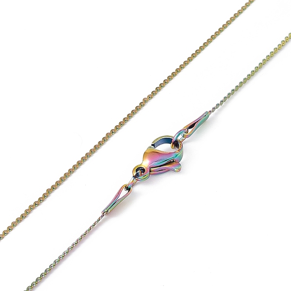 

PandaHall Ion Plating(IP) 304 Stainless Steel Serpentine Chain Necklace for Men Women, Rainbow Color, 17.72 inch(45cm) 304 Stainless Steel