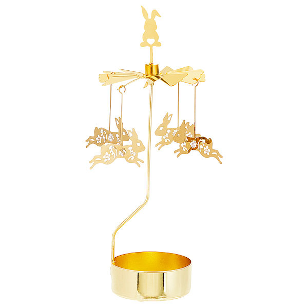 

PandaHall OLYCRAFT Rabbit Rotating Candlestick Rotary Candle Holder Spinning Tea Light Candle Holder Gold Metal Rotating Candle Holder for...