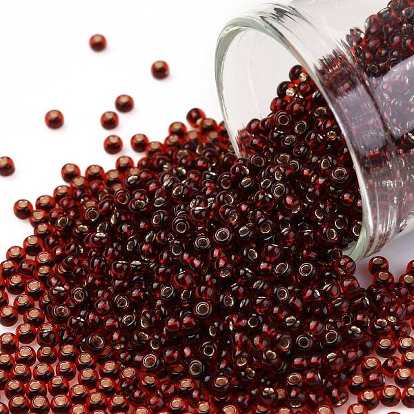 

PandaHall TOHO Round Seed Beads, Japanese Seed Beads, (2153S) Silver Lined Dark Cherry Amber, 11/0, 2.2mm, Hole: 0.8mm, about 1110pcs/10g..., Red