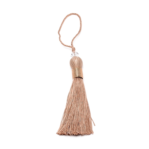 

PandaHall Polyester Tassel Pendant Decorations, with CCB Plastic Beads, PeachPuff, 227~236mm Polyester Brown