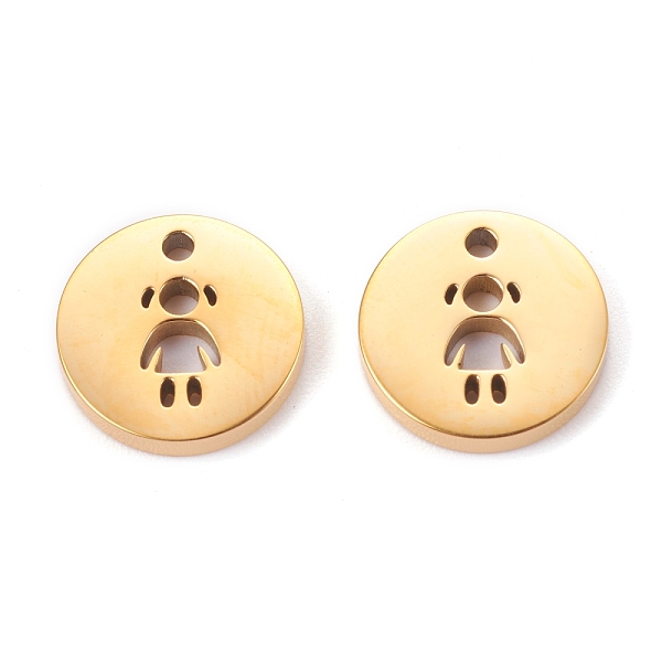

PandaHall Ion Plating(IP) 304 Stainless Steel Charms, Flat Round with Hollow Girl, Golden, 12x1.4mm, Hole: 2mm 304 Stainless Steel Flat...