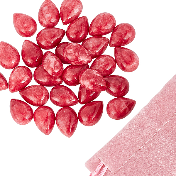 

PandaHall ARRICRAFT 30Pcs Dyed Natural Jade Cabochons, Teardrop, Cerise, 18~18.5x13x6.5~7.5mm Jade Teardrop Red