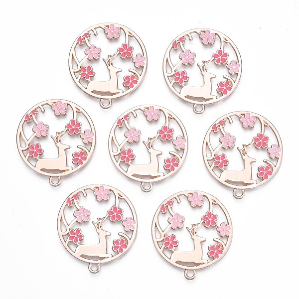 

PandaHall Rack Plating Alloy Enamel Pendants, Cadmium Free & Nickel Free & Lead Free, Rose Gold, Deer with Flower, Pearl Pink, 33x30x1.5mm...