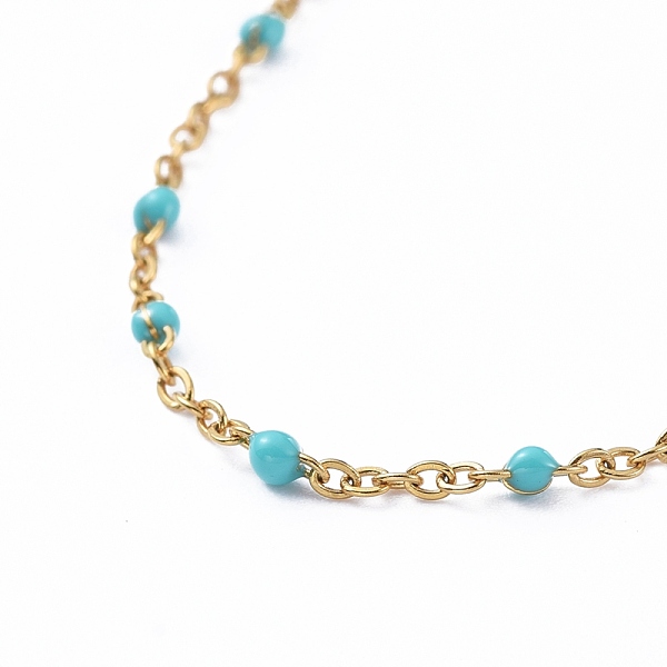 

PandaHall 304 Stainless Steel Cable Chain Bracelets, with Enamel and Lobster Claw Clasps, Golden, Deep Sky Blue, 7-5/8 inch(19.3cm) 304...