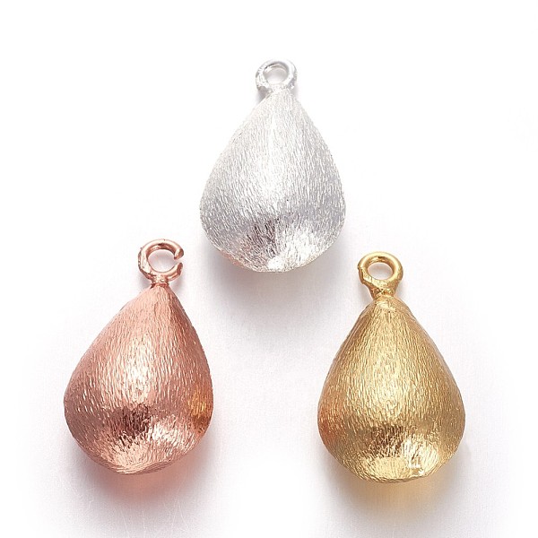 

PandaHall Brass Pendants, Brushed, Frosted, teardrop, Mixed Color, 19.5~20x11x8mm, Hole: 2mm Brass Teardrop Multicolor