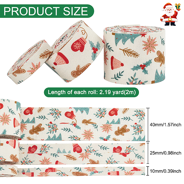 

PandaHall BENECREAT 3Pcs 3 Styles Christmas Theme Polyester Ribbons, Jacquard Ribbon, Tyrolean Ribbon, Garment Accessories, Christmas Theme...