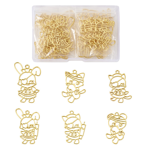

PandaHall Fashewelry 24Pcs 6 Style Zinc Alloy Open Back Bezel Pendant, For DIY UV Resin, Epoxy Resin, Pressed Flower Jewelry, Cat & Bear &...