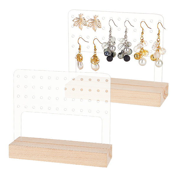 

PandaHall FINGERINSPIRE 2 Set 96 Holes Transparent Acrylic Earring Display Stand 11.95x5x10.5cm Rectangle Pegboard Acrylic Earring Stand...