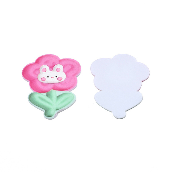 

PandaHall Printed Acrylic Cabochons, Rubberized Style, Flower with Ribbit, Hot Pink, 44.5x36.5x2mm Acrylic Flower