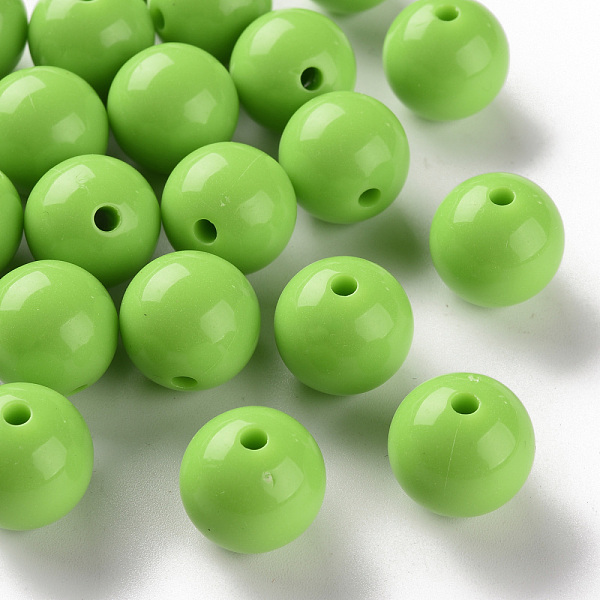 

PandaHall Opaque Acrylic Beads, Round, Lawn Green, 16x15mm, Hole: 2.8mm, about 220pcs/500g Acrylic Round