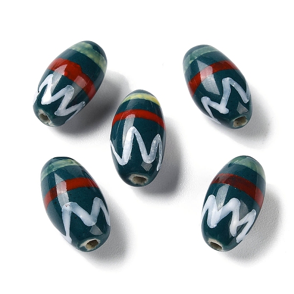 

PandaHall Handmade Porcelain Beads, Famille Rose Porcelain, Oval, Dark Slate Gray, 17x9.5mm, Hole: 1.6mm, about 22pcs/strand, 14.37 inch...