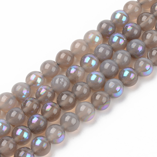 PandaHall Electroplated Natural Labradorite Beads Strands, Round, 8mm, Hole: 1mm, about 47~48pcs/strand, 14.76 inch(37.5cm) Labradorite...