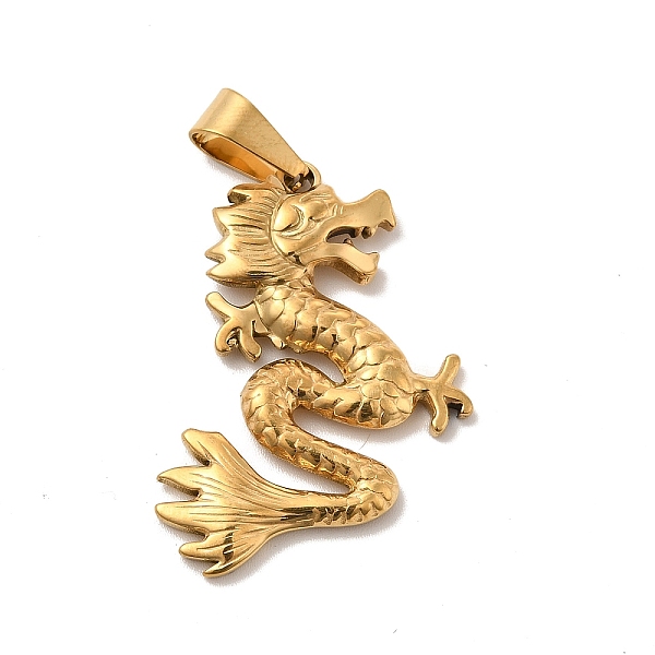 

PandaHall Vacuum Plating 201 Stainless Steel Pendants, Dragon Charms, Golden, 37x28.5x3mm, Hole: 9x4mm 201 Stainless Steel Dragon