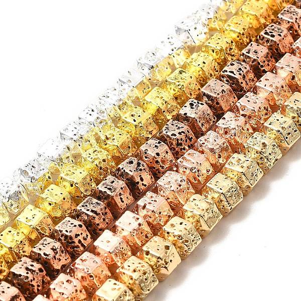 

PandaHall Electroplated Natural Lava Rock Beads Strands, Hexagon, Mixed Color, 6.5x7.5x6mm, Hole: 1mm, about 66~67pcs/strand, 15.28~15.35...