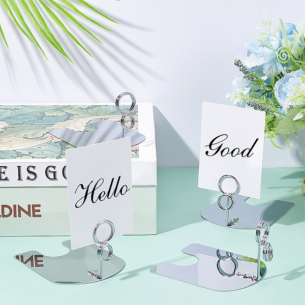 

PandaHall Iron Table Card Holders, Ring-Clip Tabletop Number Holders, for Photos, Price Tags, Food Signs, Place Cards, Wedding, Restaurants...