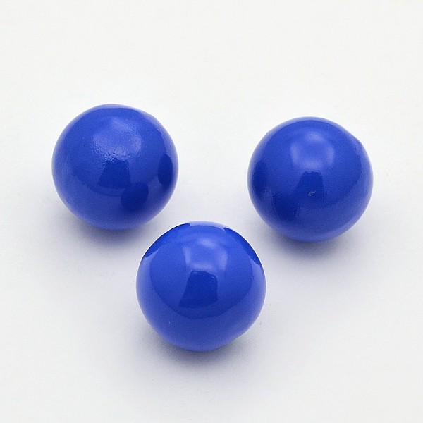 

PandaHall No Hole Spray Painted Brass Round Ball Chime Beads, Fit Cage Pendants, Royal Blue, 14mm Brass Round