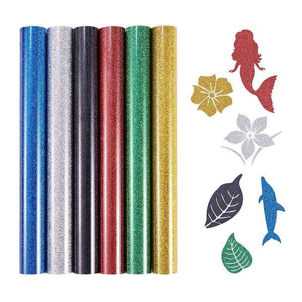 

PandaHall 6 Sheets 6 Colors Rectangle HTV Transfer Vinyl Sheets, Iron On Vinyl for T-Shirt, for Clothes Fabric Decoration, Mixed Color..., Multicolor