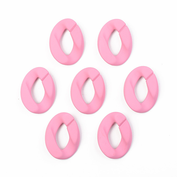 

PandaHall Opaque Spray Painted Acrylic Linking Rings, Quick Link Connectors, for Curb Chains Making, Unwelded, Twist, Hot Pink...