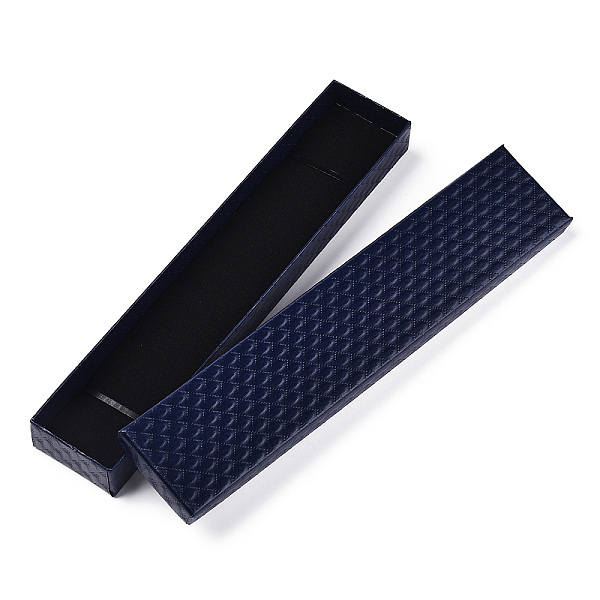 

PandaHall Rhombus Textured Cardboard Jewelry Necklace Boxes, with Black Sponge, for Jewelry Gift Packaging, Rectangle, Prussian Blue...