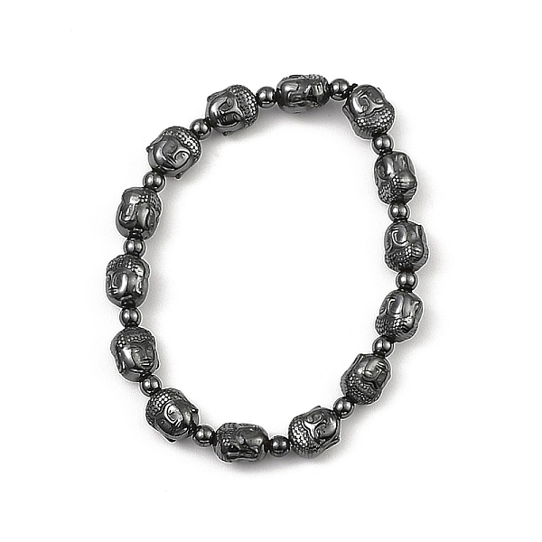 

PandaHall Synthetic Non-Magnetic Hematite Beaded Bracelets, Buddha's Head, Inner Diameter: 2-3/8 inch(5.9cm) Non-magnetic Hematite Human