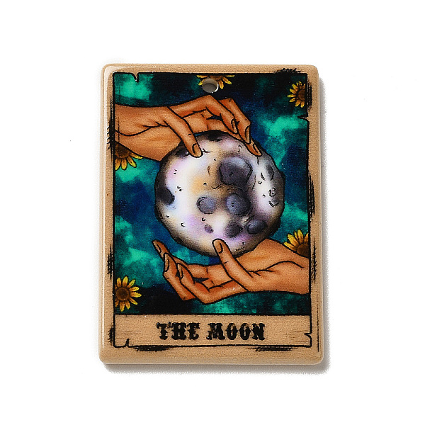 

PandaHall Printed Acrylic Pendants, Rectangle with Tarot Card Theme Pattern Charm, The Moon, Dark Cyan, 37.5x26.5x2mm, Hole: 1.7mm Acrylic...