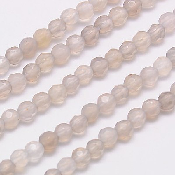 

PandaHall Natural Grey Agate Beads Strands, Faceted, Round, 4mm, Hole: 1mm, about 90pcs/strand, 14 inch Grey Agate Round Orange