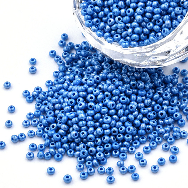 

PandaHall 11/0 Czech Opaque Glass Seed Beads, Lustered, Round, Blue, 2.2x1.5mm, Hole: 0.7mm, about 500g/bag Czech Glass Blue