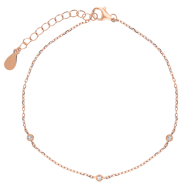 

PandaHall 925 Sterling Silver Cubic Zirconia Link Anklets for Women, Rose Gold, 9-7/8 inch(25cm) Sterling Silver