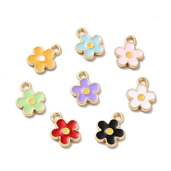

PandaHall Alloy Enamel Charms, Golden, Flower Charms, Mixed Color, 12.5x10x1.5mm, Hole: 1.6mm Alloy+Enamel Flower Multicolor