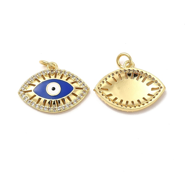 

PandaHall Brass Micro Pave Cubic Zirconia Pendants, with Enamel & Jump Ring, Evil Eye Charm, Golden, Royal Blue, 16x21x3mm, Hole: 3.3mm...