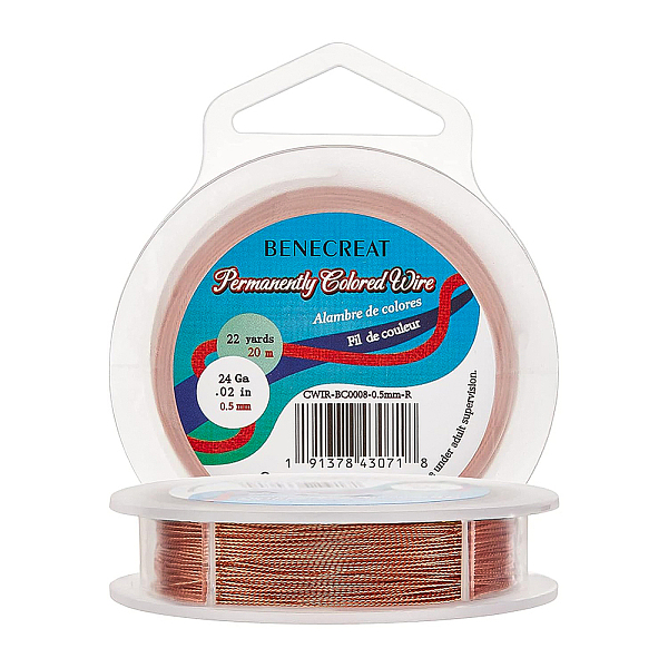 

PandaHall BENECREAT 3 Strands Copper Craft Wire, Long-Lasting Plated, Twisted Round, Red Copper, 24 Gauge, 0.5mm, about 20m/roll Copper...