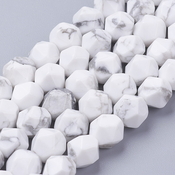 

PandaHall Natural Howlite Beads Strands, Faceted, Round, 8x7mm, Hole: 1mm, about 49pcs/strand, 15.3 inch(39cm) Howlite Round