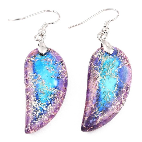 

PandaHall Natural Regalite/Imperial Jasper/Sea Sediment Jasper Dangle Earrings, with Brass Earring Hooks, Teardrop, Platinum, Dark Orchid...