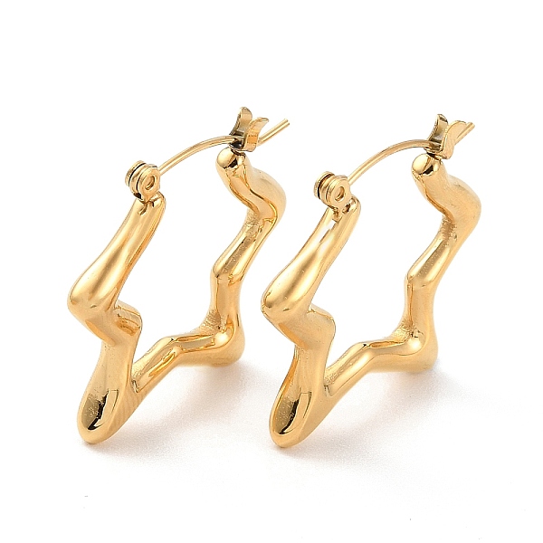 

PandaHall Ion Plating(IP) 304 Stainless Steel Star Hoop Earrings for Women, Golden, 25x27x3.5mm 304 Stainless Steel Star