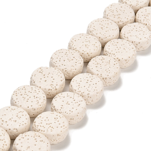

PandaHall Natural Lava Rock Beads Strands, Flat Round, Dyed, White, 14~14.5x6mm, Hole: 1.6mm, about 28pcs/strand, 15.75 inch(40cm) Lava Rock...