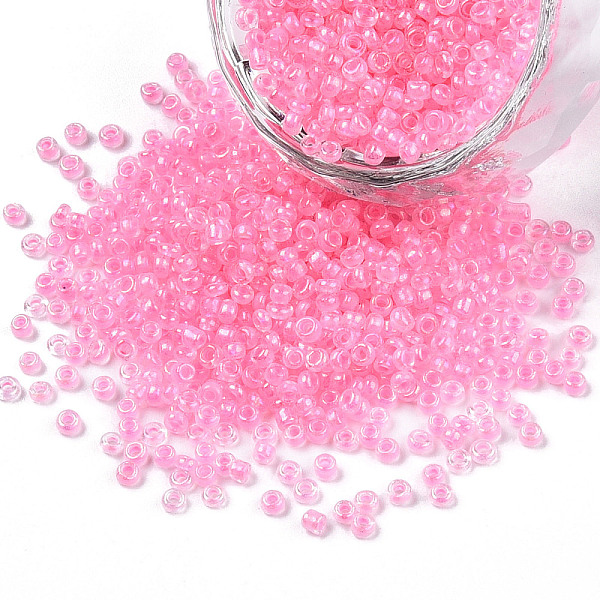 

PandaHall 12/0 Glass Seed Beads, Inside Colours, Round Hole, Round, Transparent Colours Rainbow, Pink, 12/0, 2~2.5x1.5~2mm, Hole: 0.8mm...