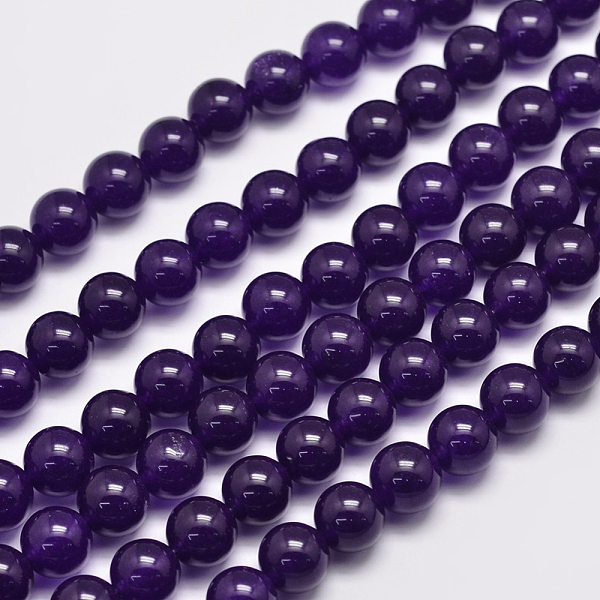 

PandaHall Natural Malaysia Jade Bead Strands, Dyed, Round, Indigo, 10mm, Hole: 1.0mm, about 38pcs/strand, 15 inch Malaysia Jade Round Purple
