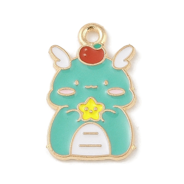 

PandaHall Alloy Enamel Pendants, Light Gold, Dragon Charm, Turquoise, 21x13x1.5mm, Hole: 1.8mm Alloy+Enamel Dragon Green