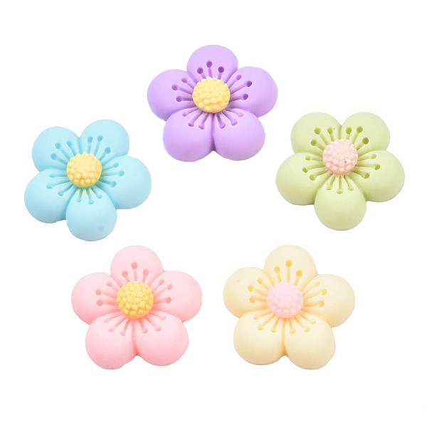 

PandaHall Opaque Resin Cabochons, Flower, Mixed Color, 21x22x6.5mm Resin Flower Multicolor