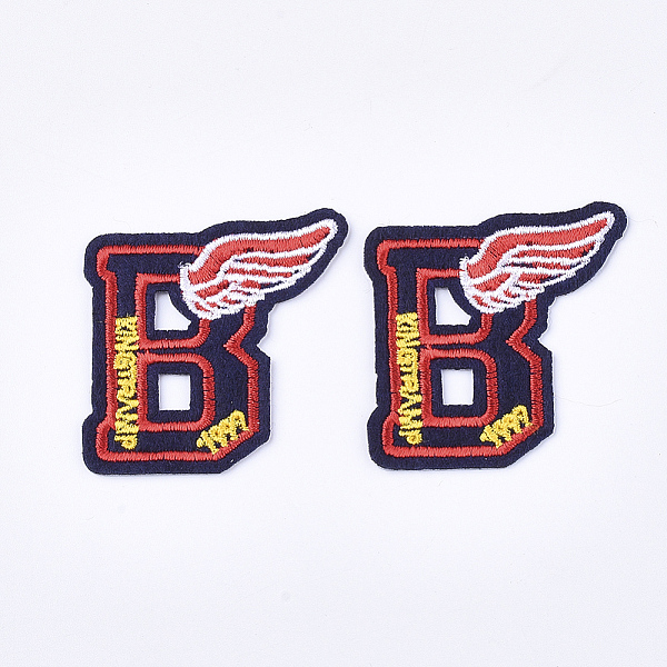 

PandaHall Computerized Embroidery Cloth Iron on/Sew on Patches, Appliques, Costume Accessories, Letter B with Wing, Colorful, 48x45x1.5mm...
